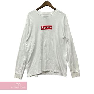 Supreme 2020AW Box Logo L/S Tee シュプリーム ボックスロゴロングスリーブTシャツ 長袖カットソー ロンT ホワイト×レッド サイズL【240411】【中古-C】【me04】(Tシャツ/カットソー(半袖/袖なし))