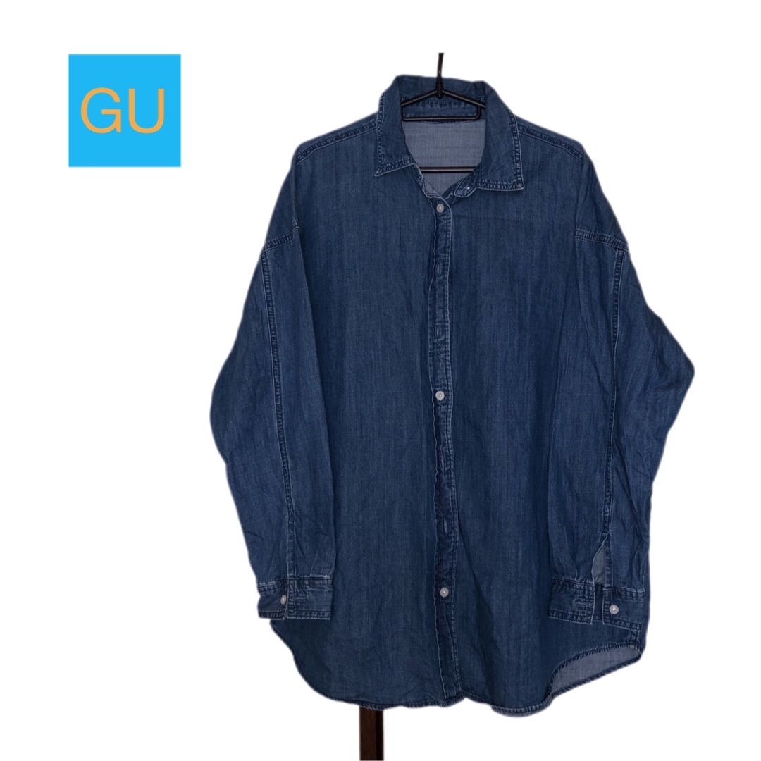 GU(ジーユー)のGU デニムオーバーサイズシャツ レディースのトップス(シャツ/ブラウス(長袖/七分))の商品写真