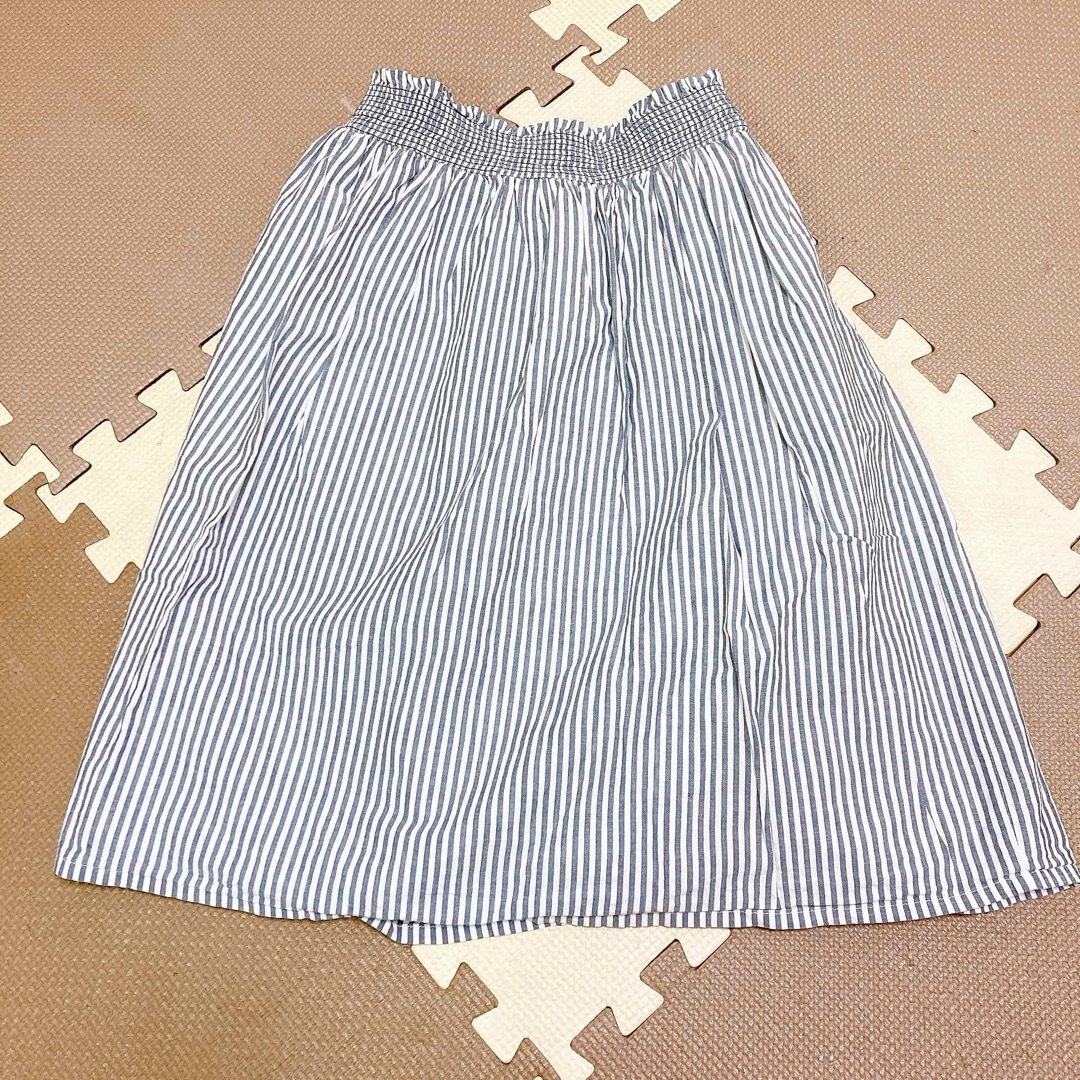 GU(ジーユー)のストライプ　スカート  キッズ/ベビー/マタニティのキッズ服女の子用(90cm~)(スカート)の商品写真