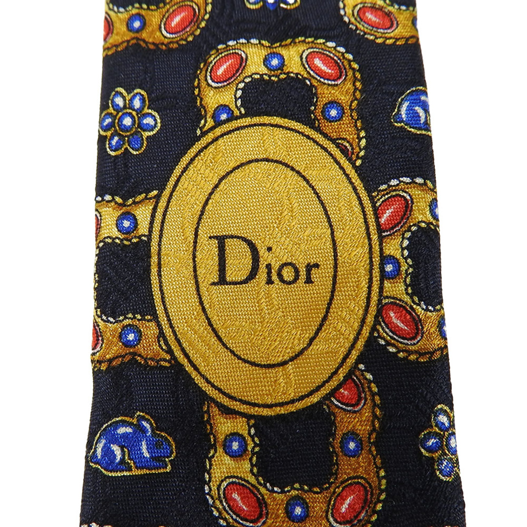 Christian Dior(クリスチャンディオール)の【中古】 クリスチャンディオール ネクタイ シルク ネイビー ゴールド レッド 紳士 おしゃれ アパレル メンズ 男性 Christian Dior メンズのファッション小物(ネクタイ)の商品写真