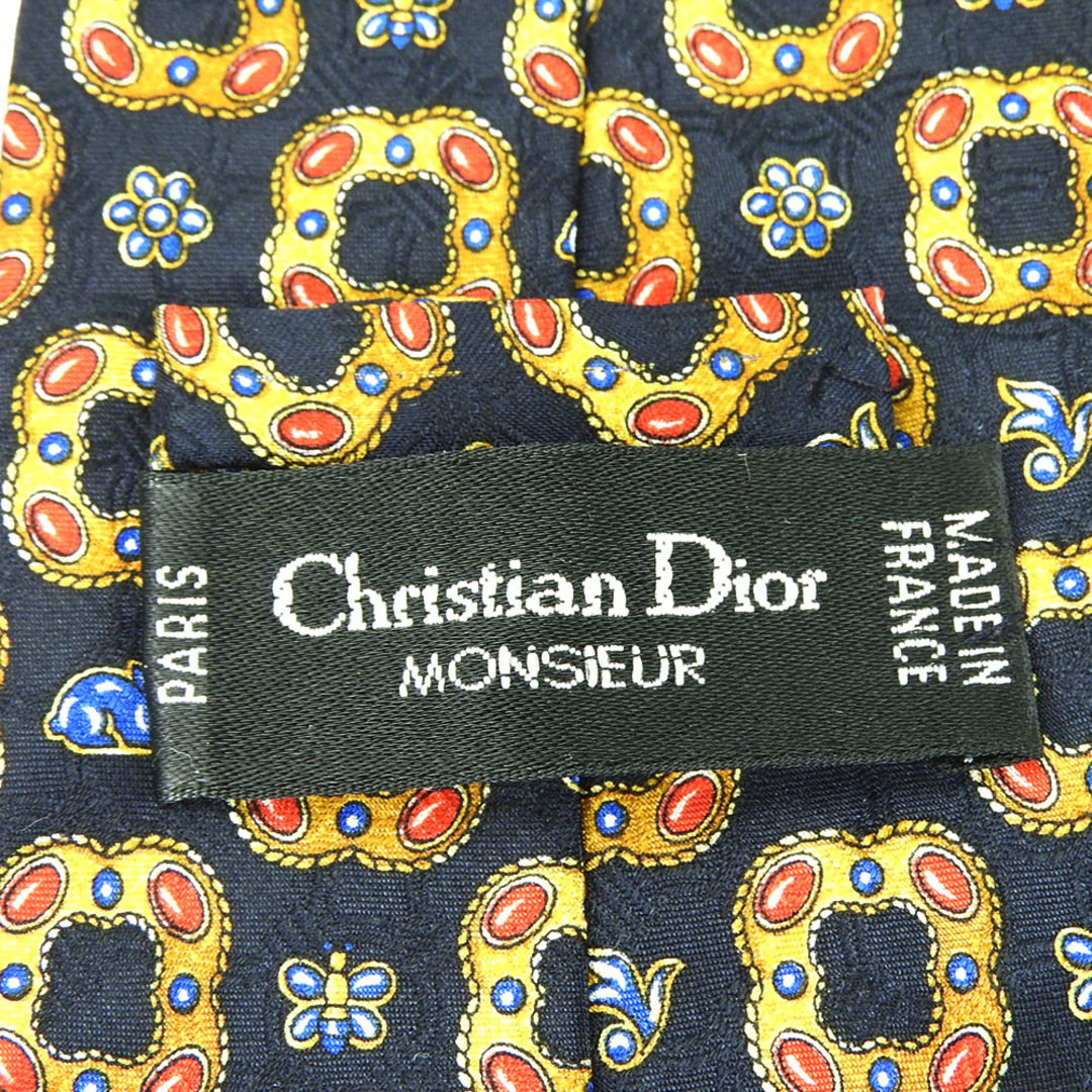 Christian Dior(クリスチャンディオール)の【中古】 クリスチャンディオール ネクタイ シルク ネイビー ゴールド レッド 紳士 おしゃれ アパレル メンズ 男性 Christian Dior メンズのファッション小物(ネクタイ)の商品写真