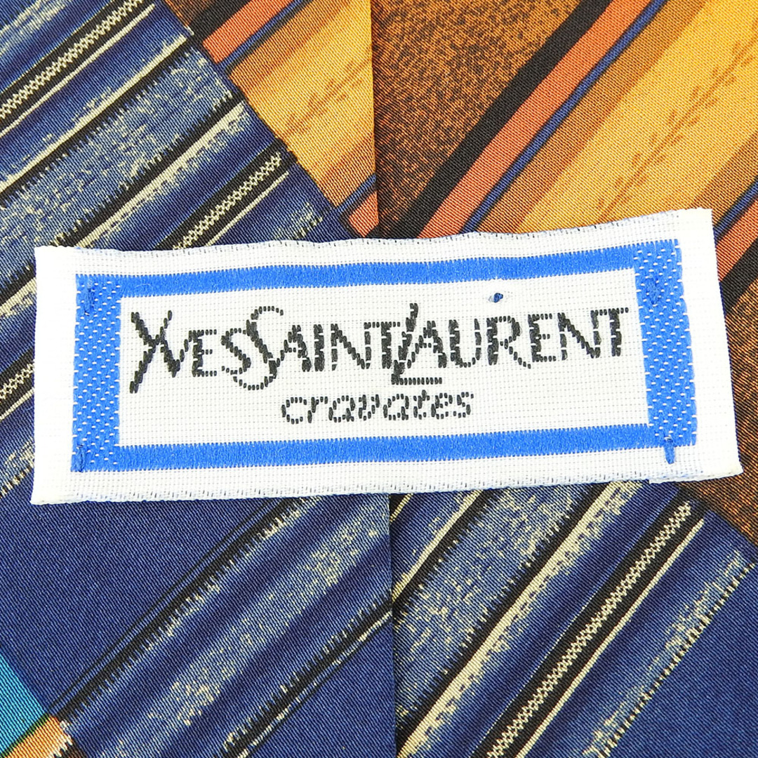 Yves Saint Laurent(イヴサンローラン)の【中古】 イヴ・サンローラン ネクタイ シルク ブルー オレンジ ブラウン 紳士 おしゃれ アパレル メンズ 男性 YVES SAINT LAURENT メンズのファッション小物(ネクタイ)の商品写真