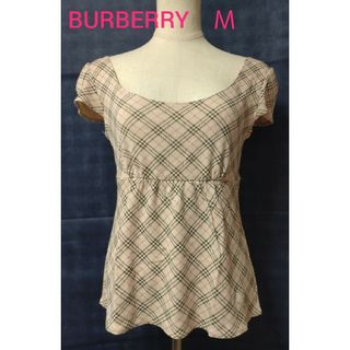 バーバリーブルーレーベル(BURBERRY BLUE LABEL)のバーバリー トップス ピンクチェック 38(カットソー(半袖/袖なし))