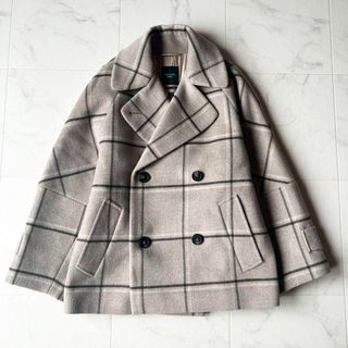 マックスマーラ(Max Mara)の美品✨MAXMARA　ピーコート　クチートアマーノ　チェック柄　38(ピーコート)