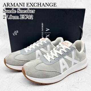 アルマーニエクスチェンジ(ARMANI EXCHANGE)のAIXアルマーニ エクスチェンジ グレー スエード メッシュ ランニング ロゴ(スニーカー)