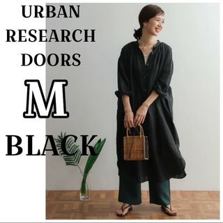 アーバンリサーチドアーズ(URBAN RESEARCH DOORS)の【新品】アーバンリサーチドアーズ リネンギャザーワンピース【Mサイズ】(ロングワンピース/マキシワンピース)