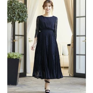 GIRL - GIRL レース＆シフォンプリーツロングフレア結婚式パーティードレス