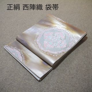 お仕立て付き【特選焼箔袋帯◇更紗唐花】ブラック 黒 ゴールド 金の お仕立て付き【特選焼箔袋帯◇更紗唐花】ブラック 黒 ゴールド 金の
