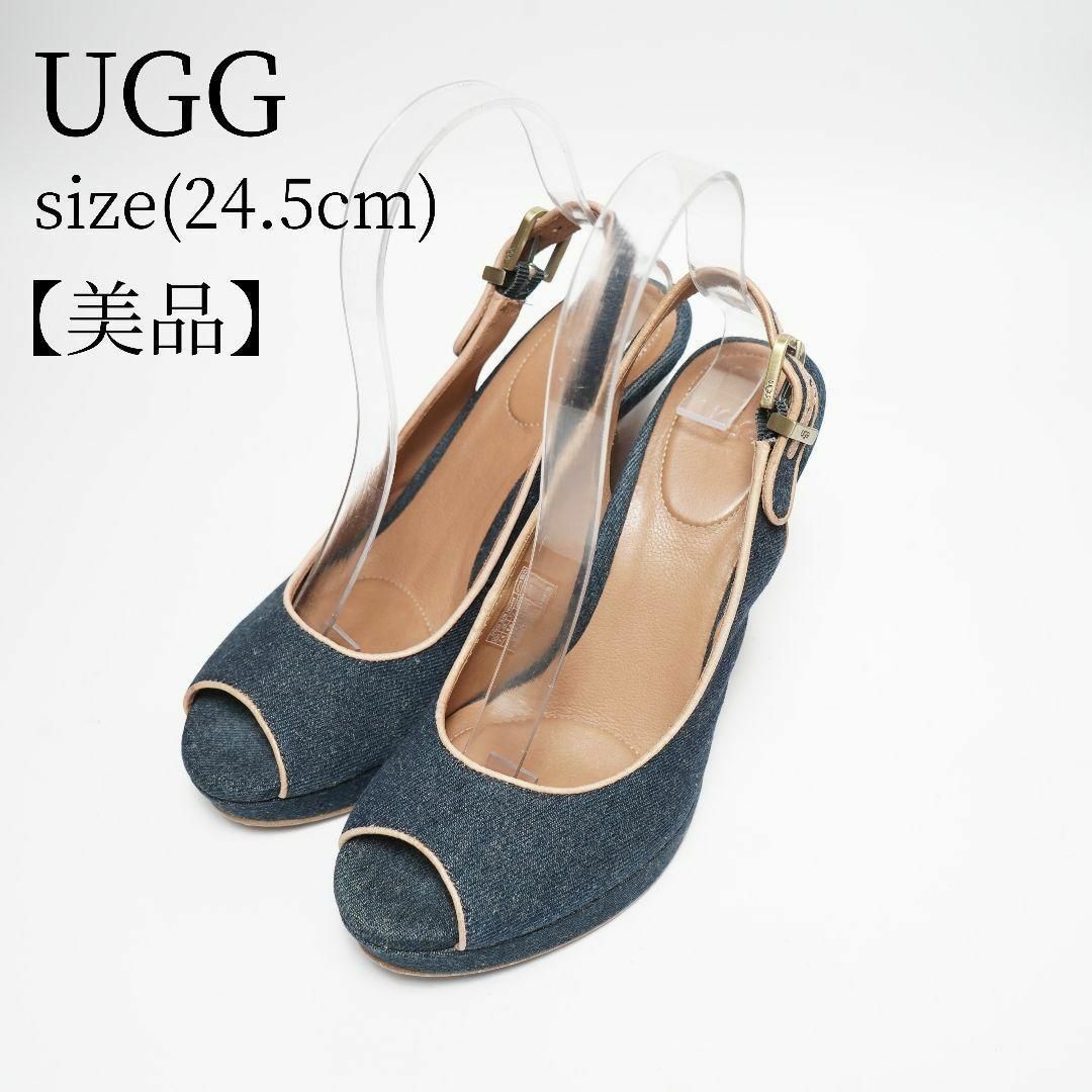 UGG(アグ)の【美品】UGG サンダル ミュール ストラップ オープントゥ デニム生地系 レディースの靴/シューズ(ハイヒール/パンプス)の商品写真