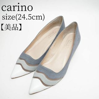 【美品】carino ハイヒール パンプス シースルー スエード ブルー系(ハイヒール/パンプス)