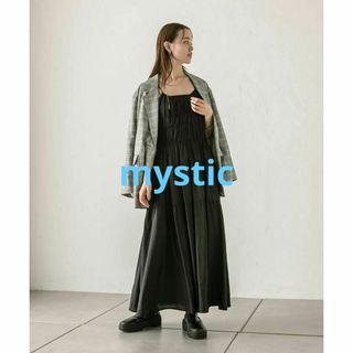 ミスティック(mystic)のmystic　シャーリングキャミワンピース　ブラック　１(ロングワンピース/マキシワンピース)