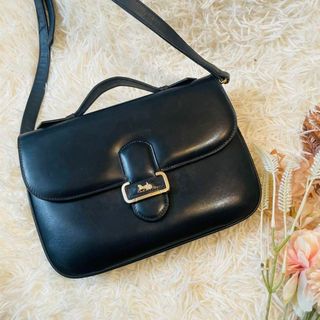 celine - セリーヌ 2way ハンド ショルダーバッグ 馬車金具 レザー ブラック