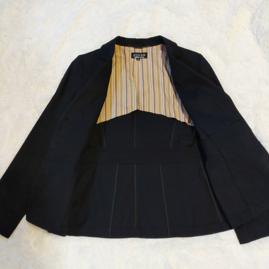 SONIA RYKIEL(ソニアリキエル)のSONIA RYKIEL スーツ上下 セットアップ ジャケット スカート 黒 レディースのフォーマル/ドレス(スーツ)の商品写真