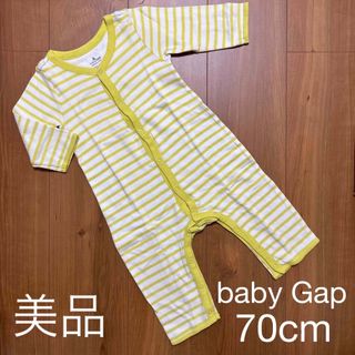 ベビーギャップ(babyGAP)の赤ちゃん　ベビーギャップ　baby  Gap 長袖　ボーダー　ロンパース　70(ロンパース)