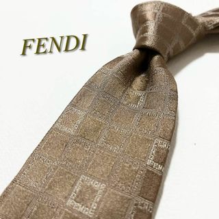 フェンディ(FENDI)の【美品】フェンディ ネクタイ ロゴグラム×チェック柄 ズッカ FF イタリア製(ネクタイ)