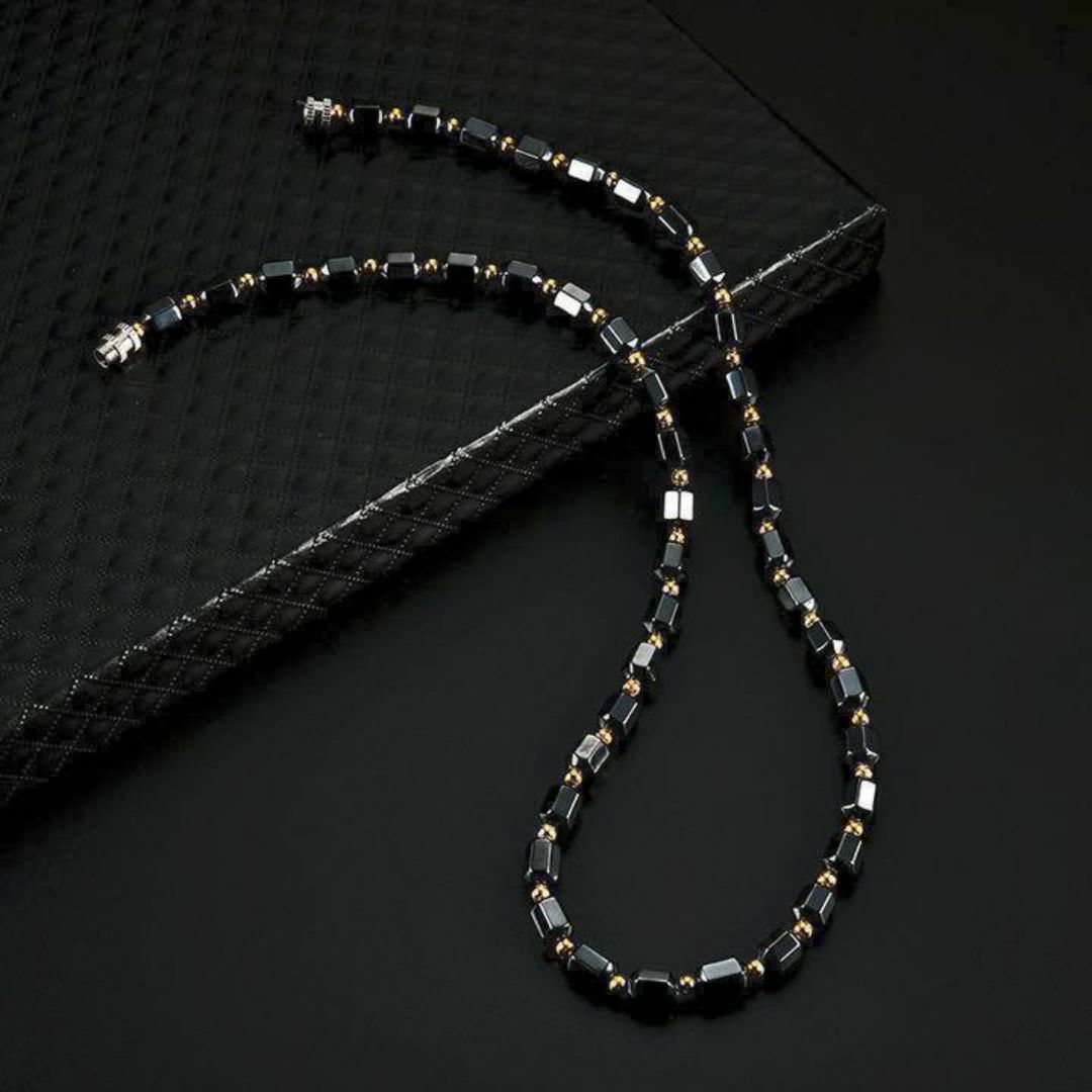 ☆磁気ネックレスA☆磁石 ヘマタイト パワーストーン　疲労軽減　数珠　健康 メンズのアクセサリー(ネックレス)の商品写真