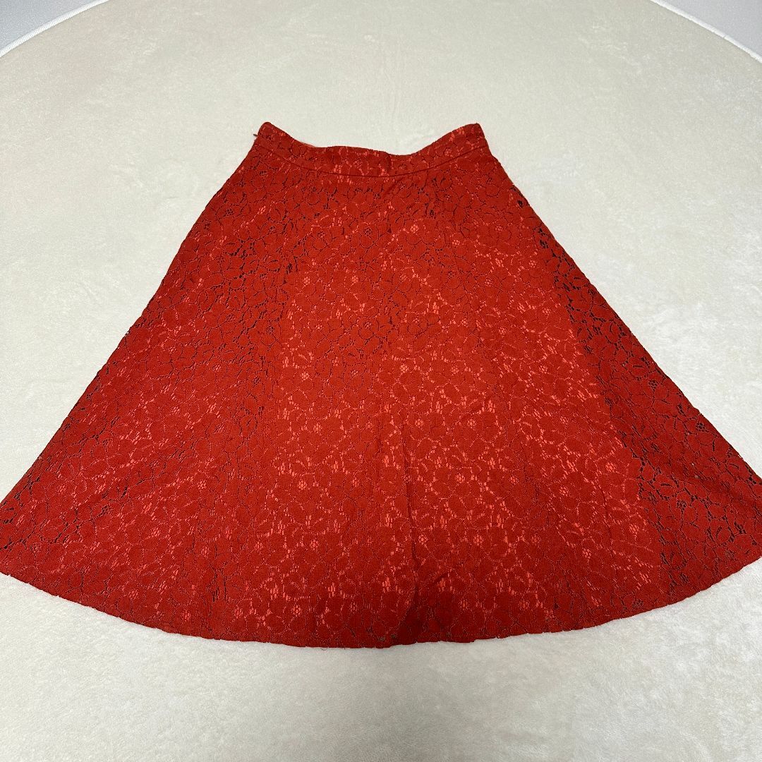 PROPORTION BODY DRESSING(プロポーションボディドレッシング)のプロポーションボディドレッシング　花柄レースフレアスカート　ひざ丈　赤　サイズ2 レディースのスカート(ひざ丈スカート)の商品写真