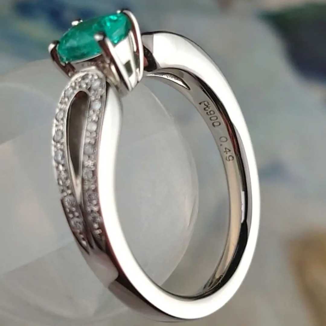 Ptブラジル産パライバトルマリン ダイヤモンドリング プラチナ ダイヤ レディースのアクセサリー(リング(指輪))の商品写真
