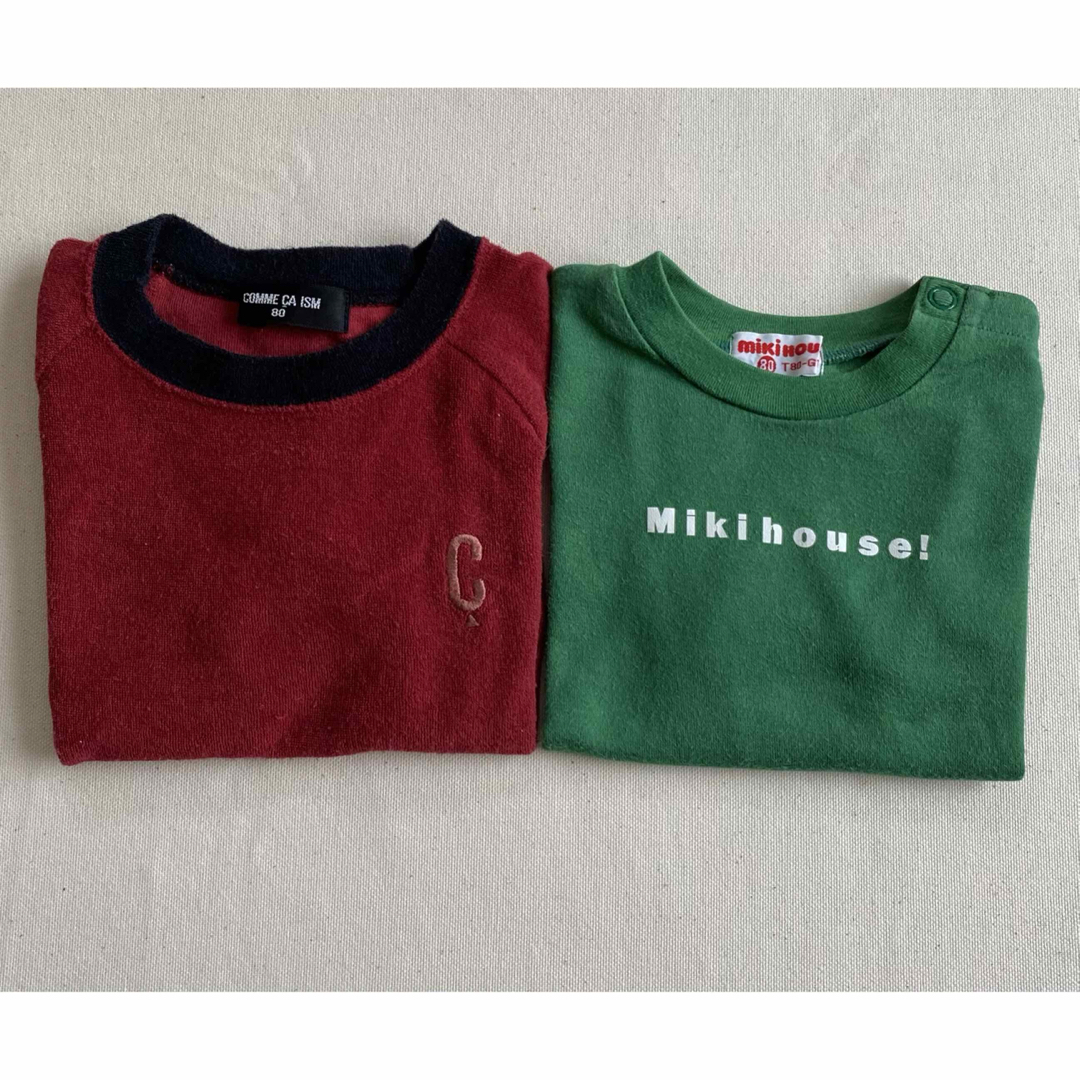 COMME CA ISM(コムサイズム)のコムサイズム&ミキハウス　Tシャツ２枚セット（80cm） キッズ/ベビー/マタニティのベビー服(~85cm)(Ｔシャツ)の商品写真