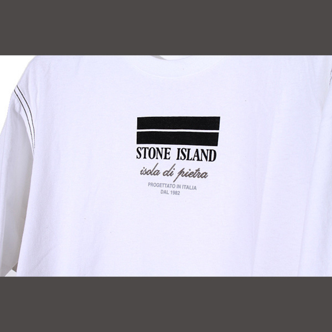 STONE ISLAND(ストーンアイランド)のストーンアイランド  ロゴ プリント 刺繍 半袖Tシャツ M ホワイト メンズのトップス(Tシャツ/カットソー(半袖/袖なし))の商品写真