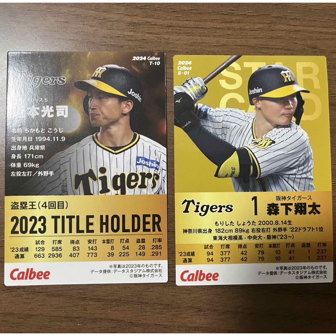 阪神タイガース(ハンシンタイガース)の２０２４プロ野球チップス　カード2枚 エンタメ/ホビーのタレントグッズ(スポーツ選手)の商品写真