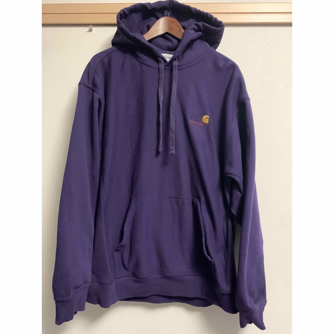 carhartt(カーハート)のcarharttwip スクリプトロゴ　パーカー　XL パープル メンズのトップス(パーカー)の商品写真