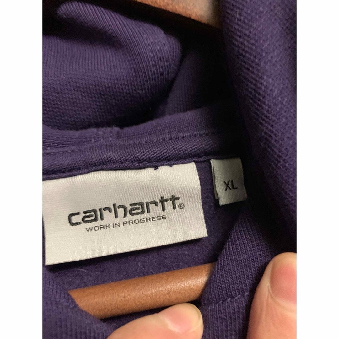 carhartt(カーハート)のcarharttwip スクリプトロゴ　パーカー　XL パープル メンズのトップス(パーカー)の商品写真