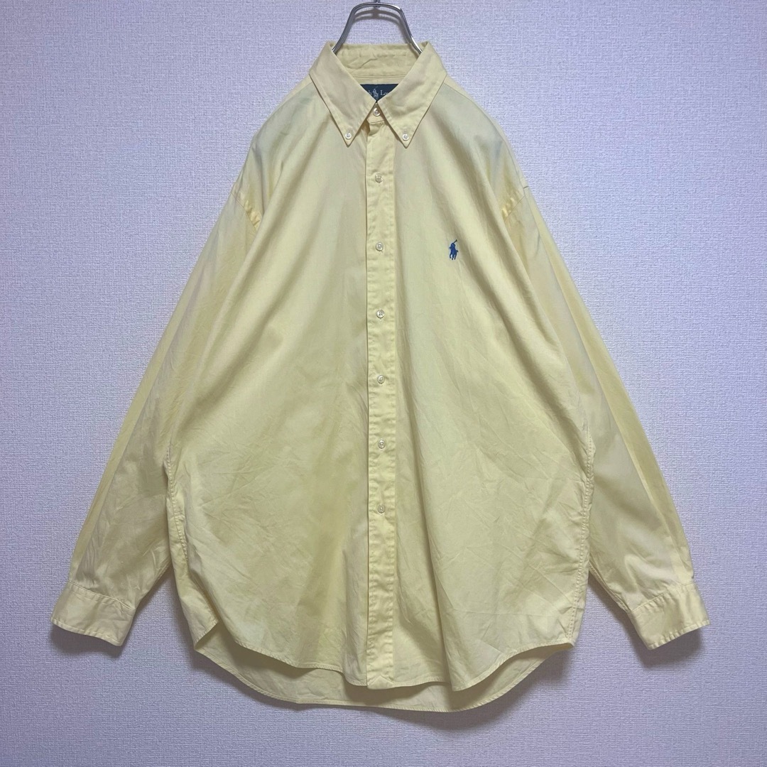 Ralph Lauren(ラルフローレン)のラルフローレン ボタンダウンシャツ 長袖 イエロー 黄色 青ポニー刺繍 ゆるだぼ メンズのトップス(シャツ)の商品写真