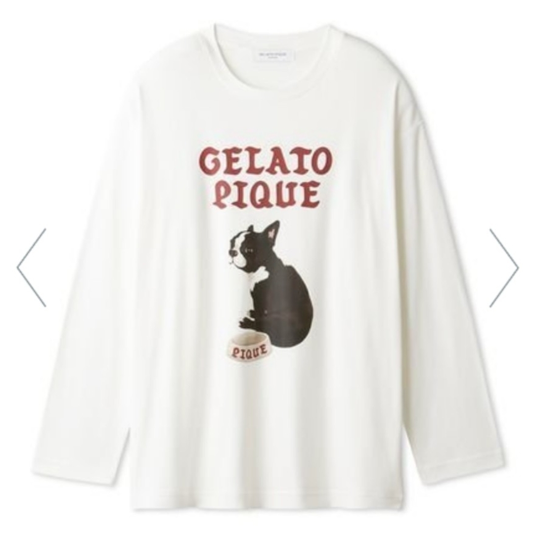 gelato pique(ジェラートピケ)のジェラートピケ　オム　フレンチブルドッグ　ロングTシャツ　メンズ　フレブル メンズのトップス(Tシャツ/カットソー(七分/長袖))の商品写真