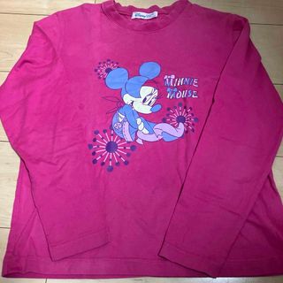 ミニーマウス　ロンT ピンク　レディース  Mサイズ(Tシャツ(長袖/七分))