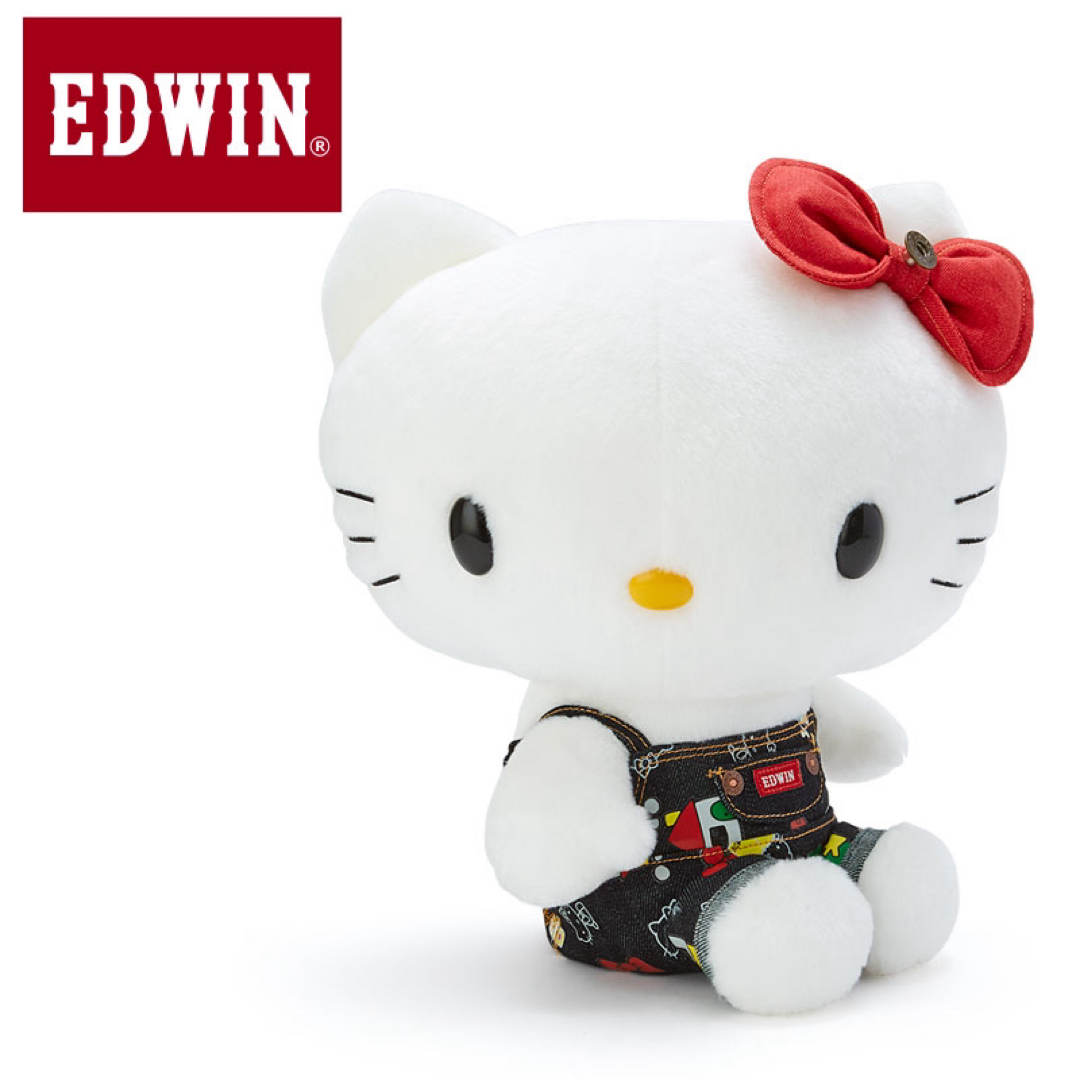 サンリオ(サンリオ)のサンリオ EDWIN ハローキティ ぬいぐるみ タグ付き エンタメ/ホビーのおもちゃ/ぬいぐるみ(ぬいぐるみ)の商品写真