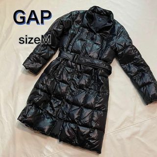 ギャップ(GAP)のGAP ロングダウンコート　軽量　ベルト　ブラック(ダウンジャケット)