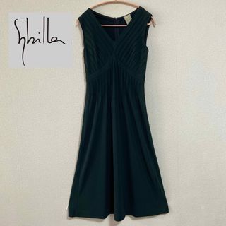 シビラ(Sybilla)のシビラ　胸元タック　ノースリーブロングワンピース　ダークグリーン(ロングワンピース/マキシワンピース)