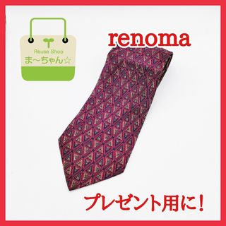 RENOMA - 【美品!!】レノマ　ネクタイ　総柄　紺色系×赤系★ラスト１点★