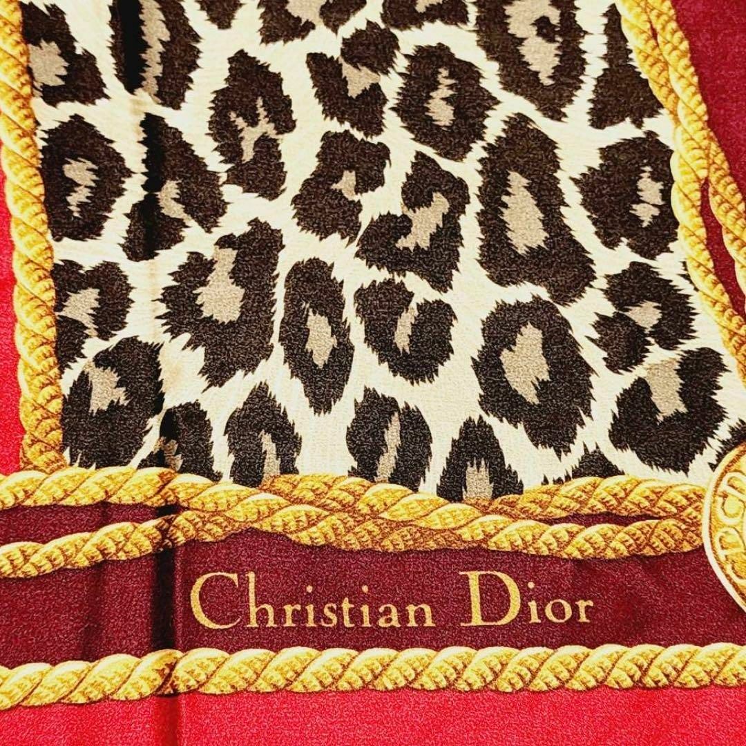 Christian Dior(クリスチャンディオール)の★Dior★ スカーフ 大判 旧ロゴ レオパード ゼブラ シルク レッド レディースのファッション小物(バンダナ/スカーフ)の商品写真