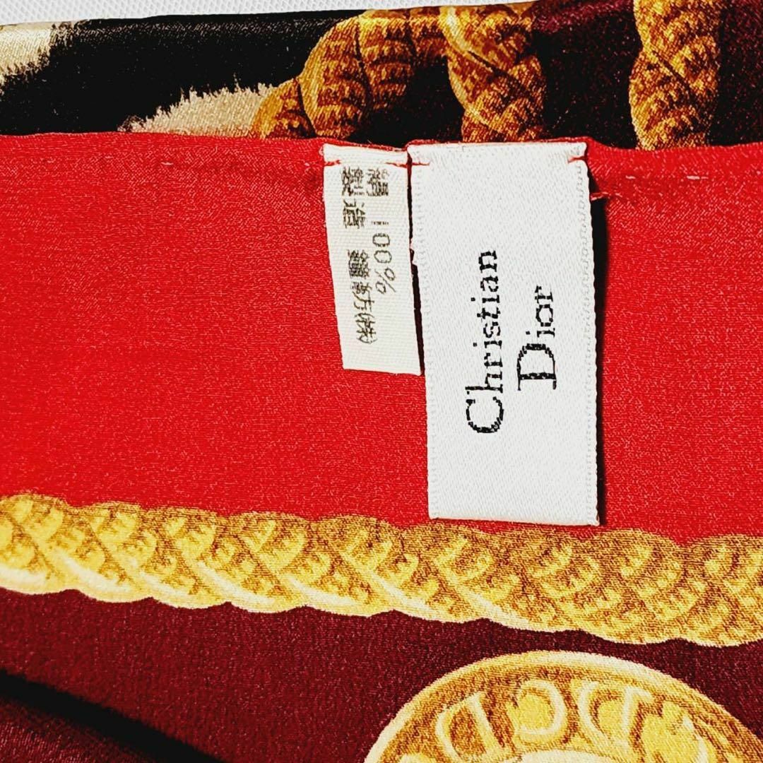 Christian Dior(クリスチャンディオール)の★Dior★ スカーフ 大判 旧ロゴ レオパード ゼブラ シルク レッド レディースのファッション小物(バンダナ/スカーフ)の商品写真