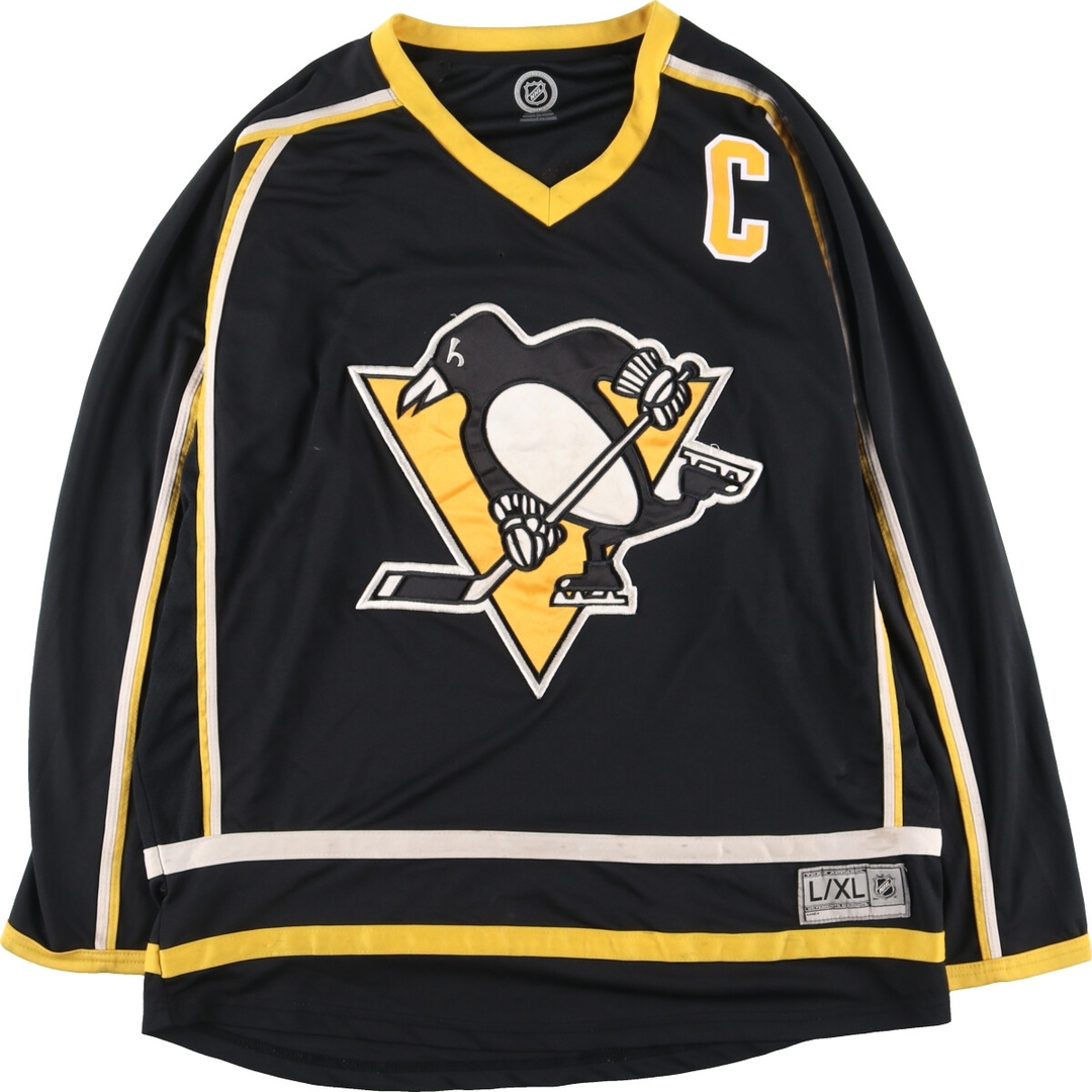 古着 NHL PITTSBURGH PENGUINS ピッツバーグペンギンズ Vネック メッシュ ゲームシャツ ホッケーシャツ メンズXL /eaa413318 メンズのトップス(Tシャツ/カットソー(半袖/袖なし))の商品写真