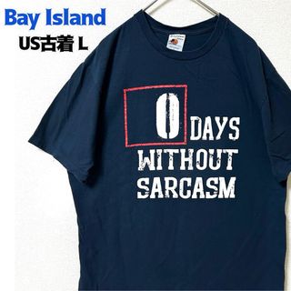  US古着 Bay Island 半袖 Tシャツ プリント ネイビー L (Tシャツ/カットソー(半袖/袖なし))