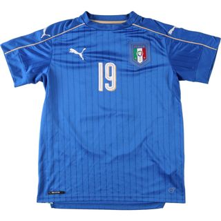 プーマ(PUMA)の古着 プーマ PUMA イタリア代表 ストライプ柄 サッカーユニフォーム ゲームシャツ メンズS /eaa438475(Tシャツ/カットソー(半袖/袖なし))