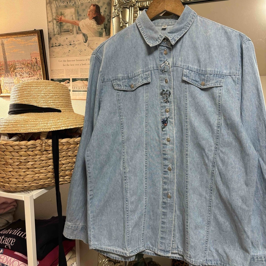 Vintage embroidery denim shirt レディースのトップス(シャツ/ブラウス(長袖/七分))の商品写真