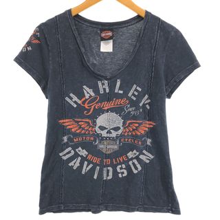 Harley Davidson - 古着 00年代 ハーレーダビッドソン Harley-Davidson モーターサイクル バイクTシャツ レディースL /eaa430466