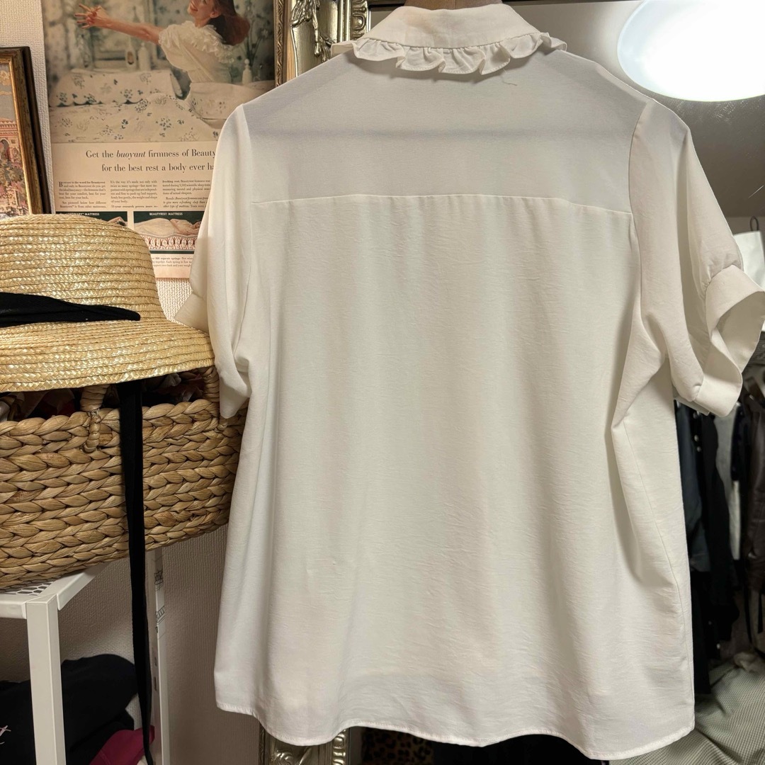 white frill collar blouse レディースのトップス(シャツ/ブラウス(半袖/袖なし))の商品写真