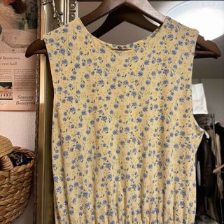 Vintage lemon yellow one-piece(ロングワンピース/マキシワンピース)