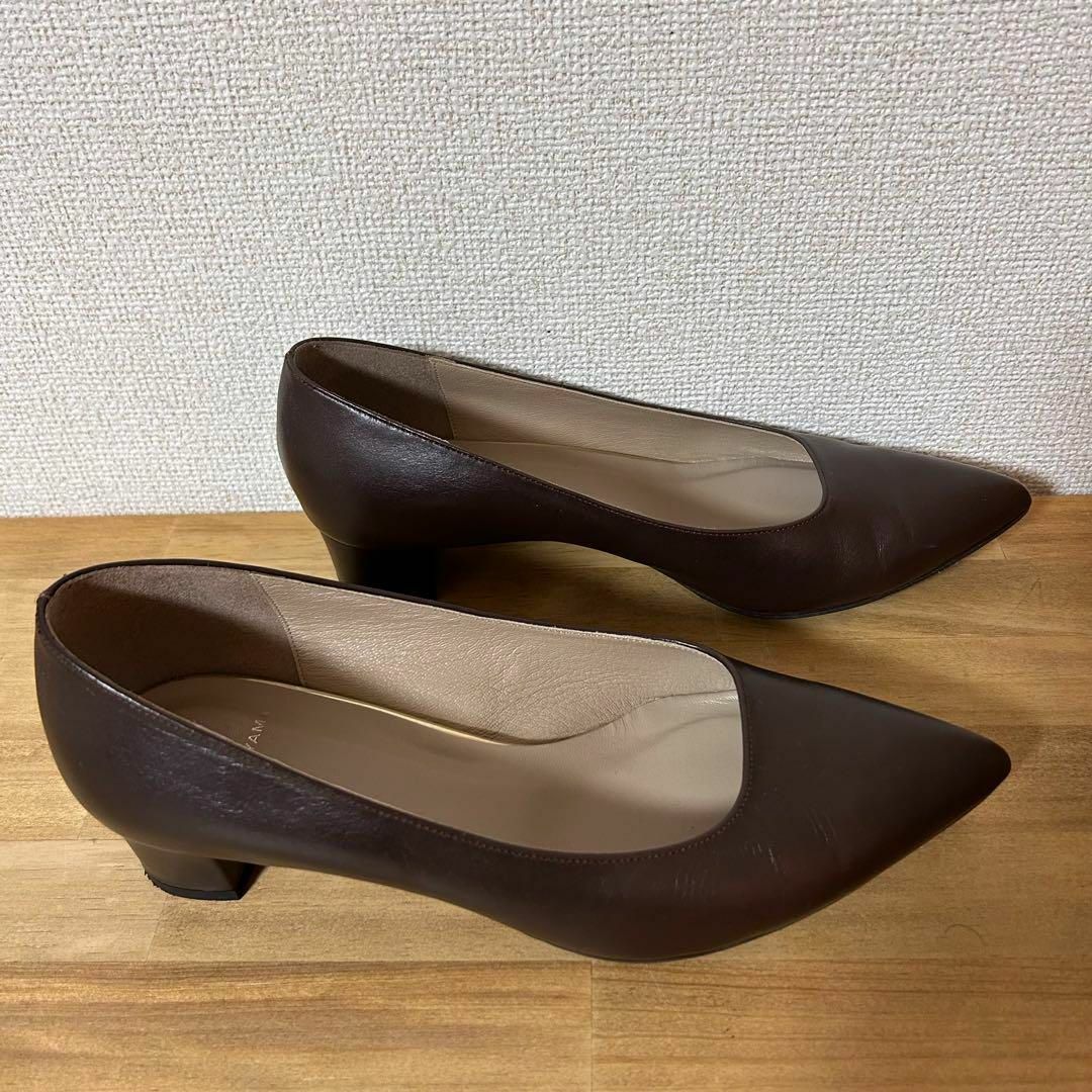 KASHIYAMA カシヤマ　パンプス　ブラウン　レザー　24.5cm 茶色 レディースの靴/シューズ(ハイヒール/パンプス)の商品写真