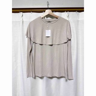 ザラ(ZARA)のZARA Tシャツ トップス カットソー ベージュ 長袖 レディース 新品(Tシャツ(長袖/七分))