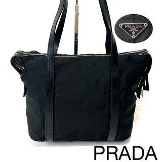 プラダ(PRADA)のプラダ　ミニトートバッグ　ワン ショルダーバッグ　肩かけ　ナイロン×レザー　黒(トートバッグ)