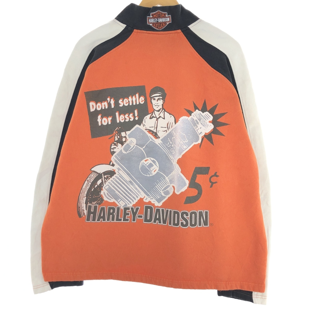 Harley Davidson(ハーレーダビッドソン)の古着 00年代 ハーレーダビッドソン Harley-Davidson バックプリント ハーフジップスウェットシャツ トレーナー メンズXL /eaa369071 メンズのトップス(スウェット)の商品写真