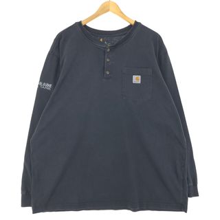 carhartt - 古着 カーハート Carhartt ORIGINAL FIT ヘンリーネック 無地ポケットロングTシャツ ロンT メンズXL /eaa436164