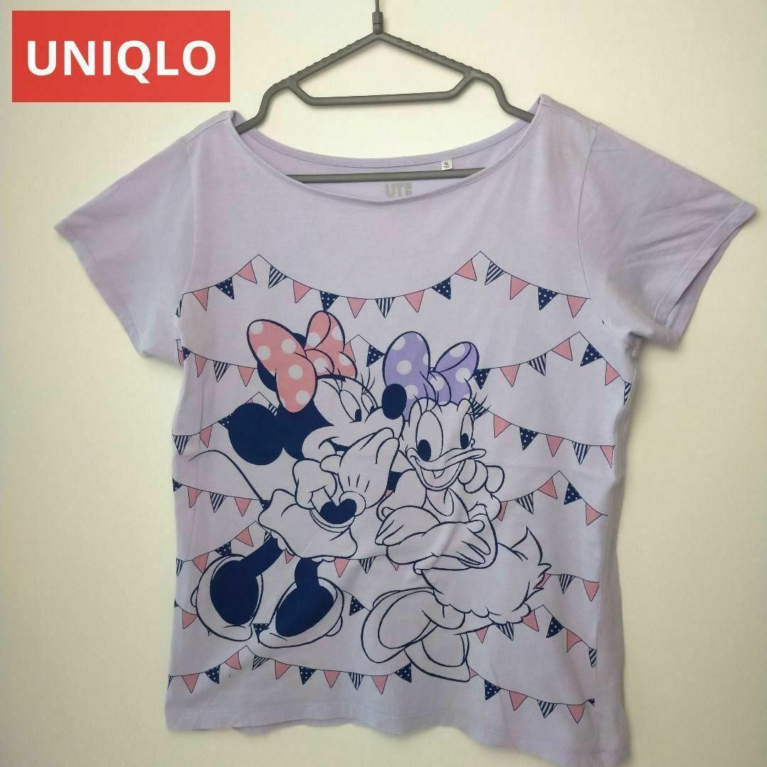 UNIQLO(ユニクロ)のUNIQLO×DisneyコラボTシャツ　ミニー　デイジー　ライトパープル　XL レディースのトップス(Tシャツ(半袖/袖なし))の商品写真