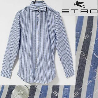 エトロ(ETRO)の新品 エトロ イタリア製 トリックジャガードロゴ ストライプ長袖ドレスシャツ M(シャツ)